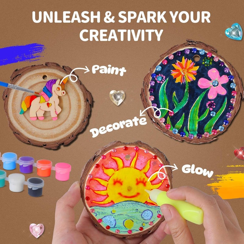 EPUMP Wood Painting Kit for Girls 8-12: Glow in The Dark Wood Arts and Crafts Supplies Kit for Kids 6-8 - Creative Paint Drawing Toys Easter Christmas Gifts for 6 7 8 9 10 11 12 Year Old - Image 3